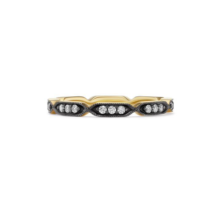 18K Yellow Gold & Black Rhodium Deco Eternity Band with White Diamonds