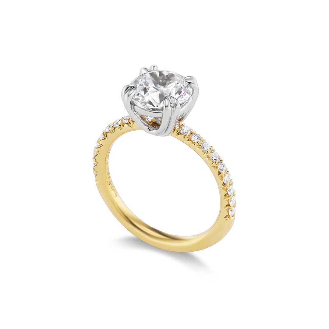 18K Yellow Gold Avenue Pave Diamond Engagement Ring