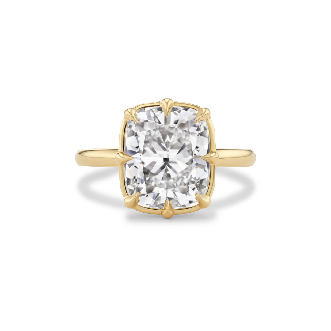 18K Yellow Gold "Celeste" Engagement Ring with 4.52 ct LG Cushion Cut Diamond