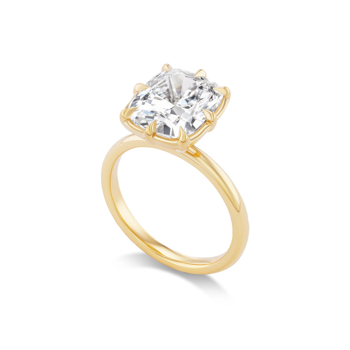 18K Yellow Gold "Celeste" Engagement Ring with 4.52 ct LG Cushion Cut Diamond