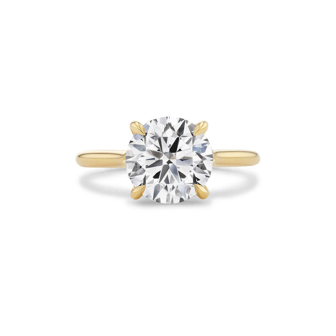 18K Yellow Gold Icon Bridal Ring with 3.01 ct LG Round Brilliant Cut Diamond and Hidden Halo