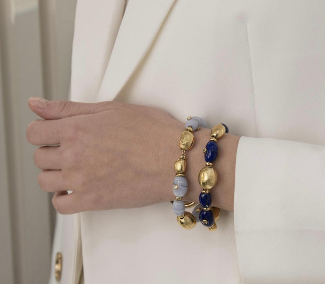 18K Yellow Gold, Lapis & Diamond Bracelet