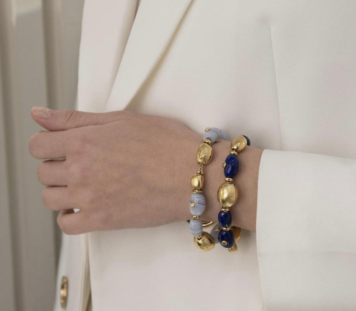 18K Yellow Gold, Lapis & Diamond Bracelet