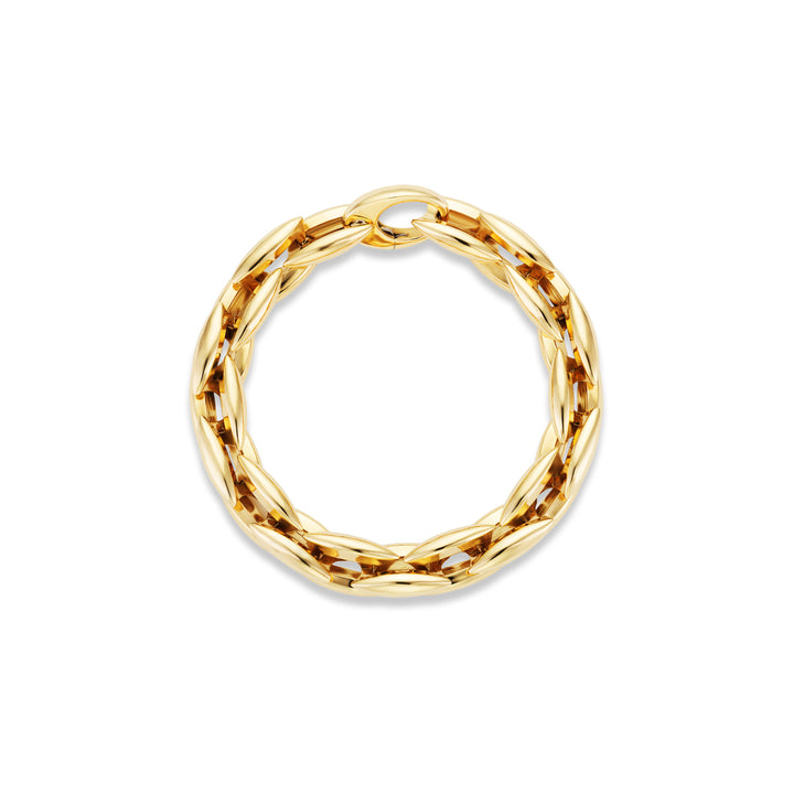 18K Yellow Gold Large Pistachio Bracelet. 8.25"