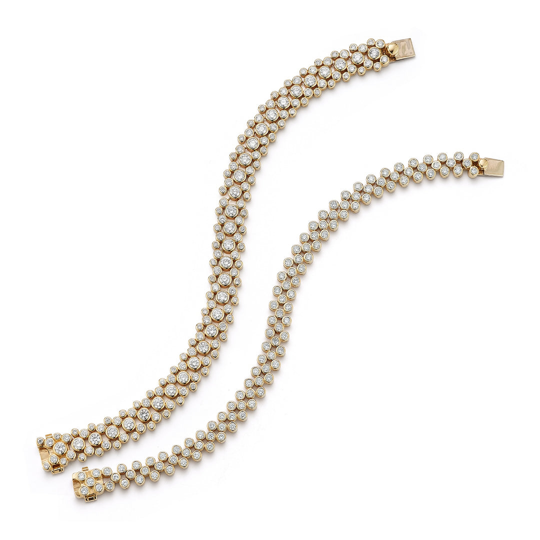 18K Yellow Gold & Diamond Chequer Tennis Bracelet
