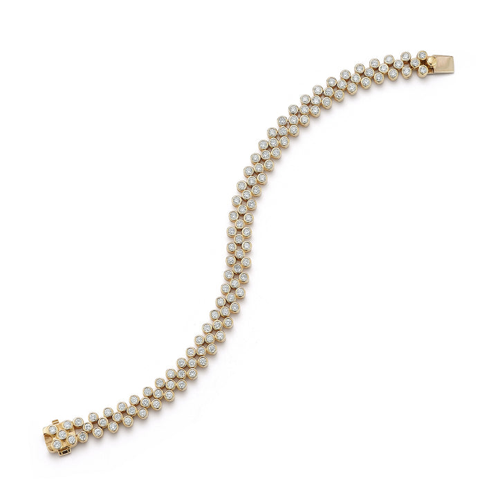 18K Yellow Gold & Diamond Chequer Tennis Bracelet