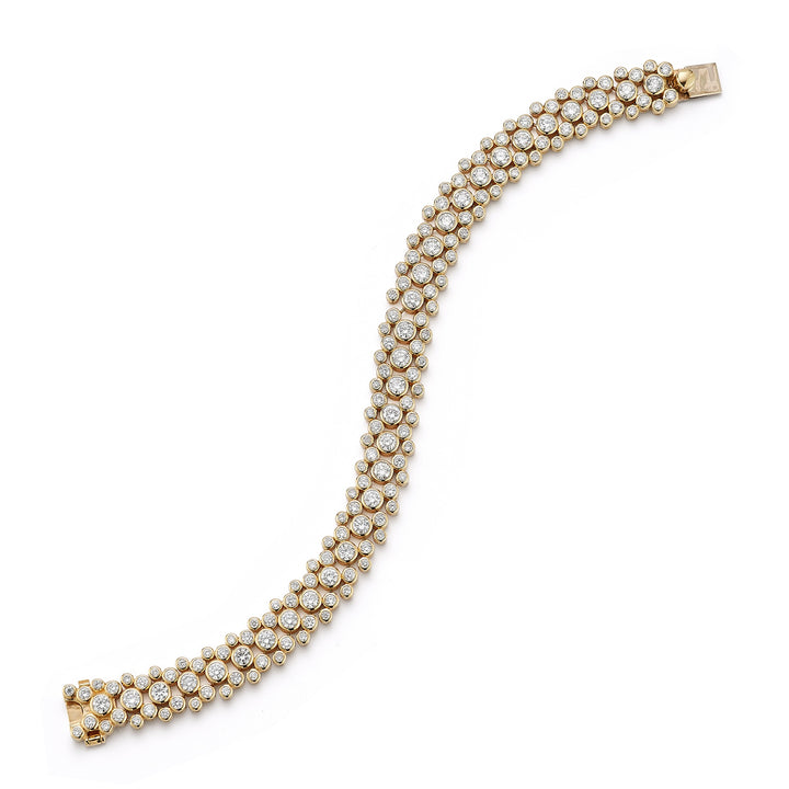 18K Yellow Gold & Diamond Grand Chequer Tennis Bracelet