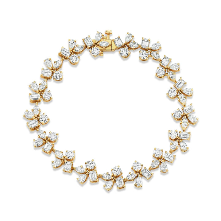 18K Yellow Gold Montage Cluster Diamond Bracelet with 7.07 cttw of Diamonds