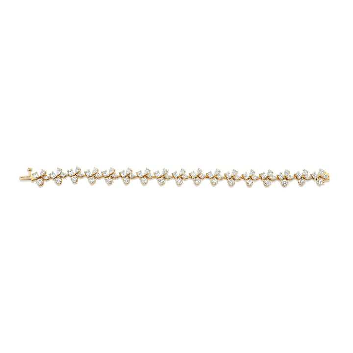 18K Yellow Gold Montage Cluster Diamond Bracelet with 7.07 cttw of Diamonds