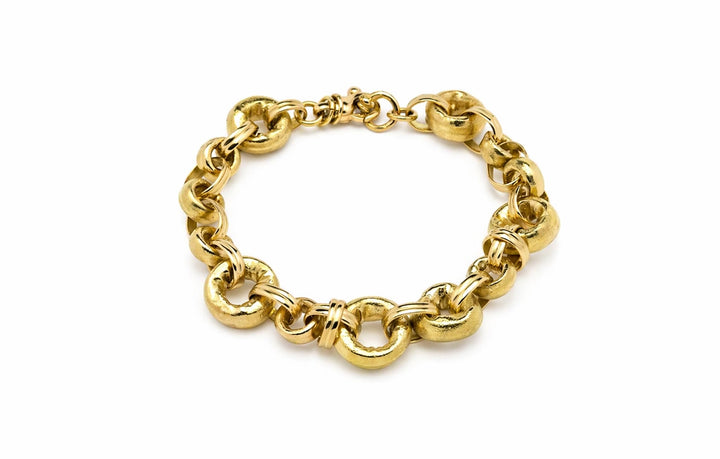 18K Yellow Gold Cleopatra Round Link Mesh Bracelet