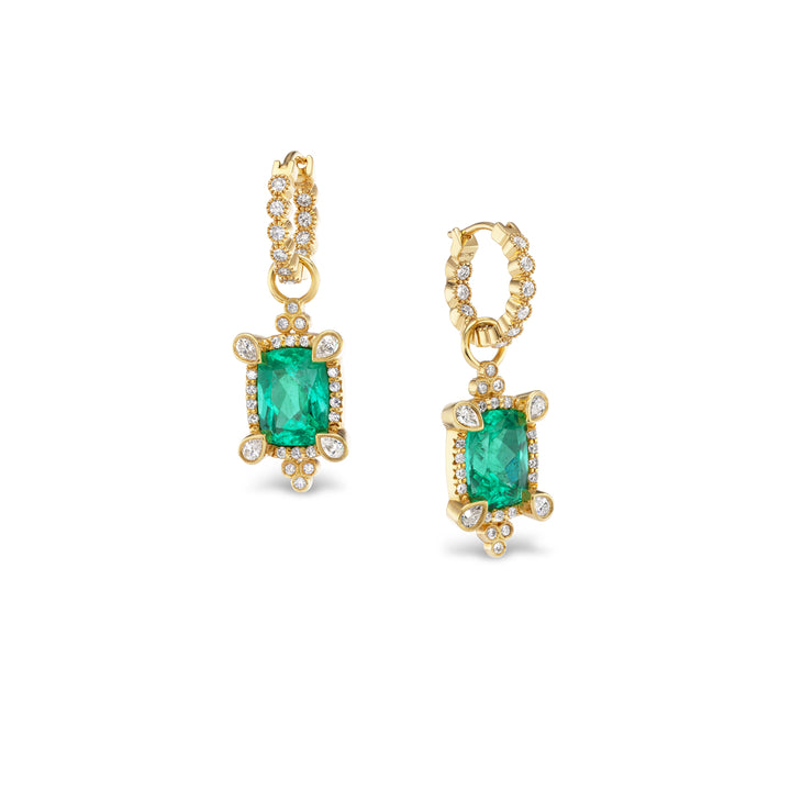 18K Yellow Gold, Emerald & Diamond Drops
