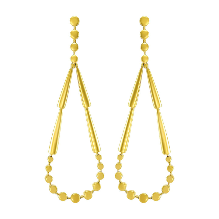 18K Yellow Gold Geometric Drop Earrings