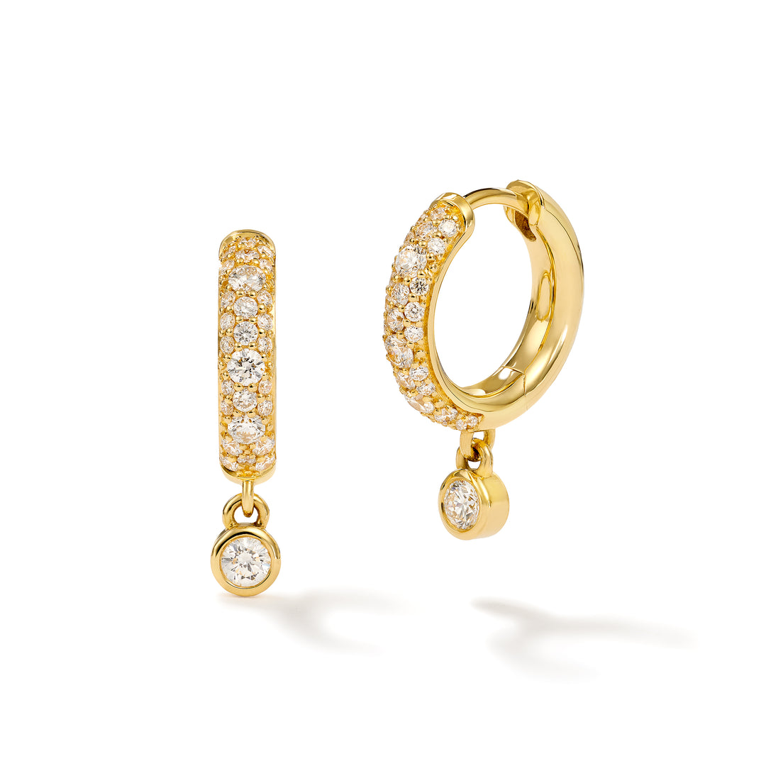 18K Yellow Gold Starlight Mini Hoop Earrings with Diamonds