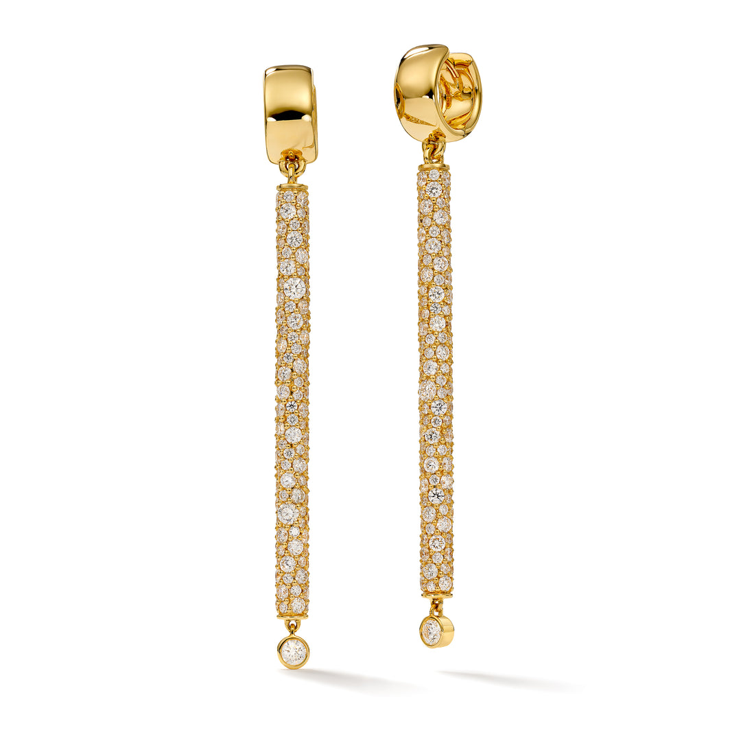 18K Yellow Gold Magic Wand Dangle Earrings with Diamonds