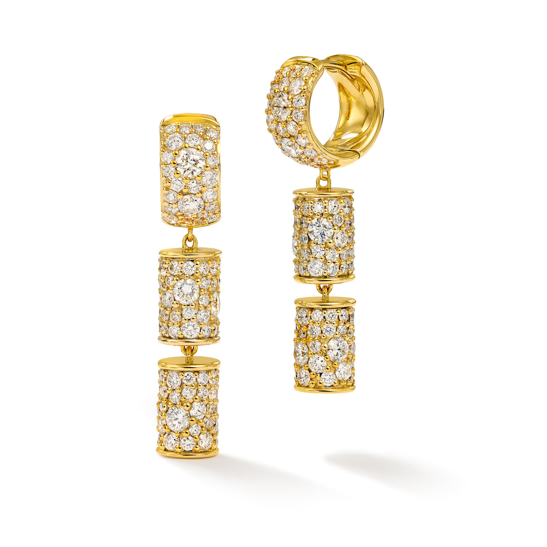 18K Yellow Gold & Diamond Magic Bullet Drop Earrings