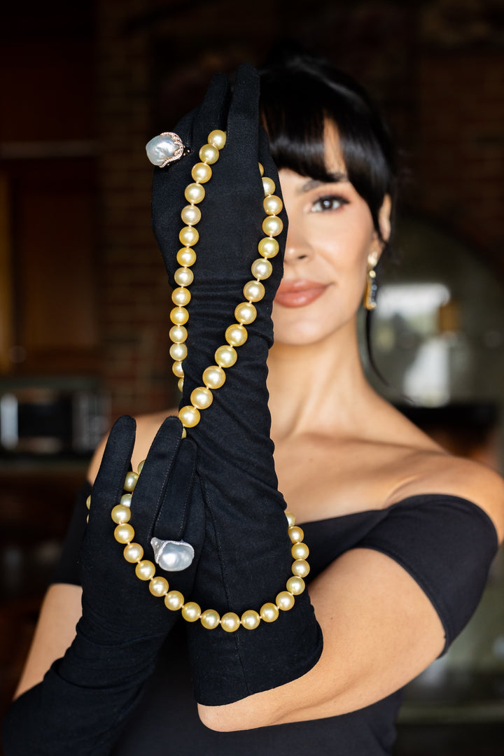 18K Yellow Gold Golden South Sea Pearl Strand