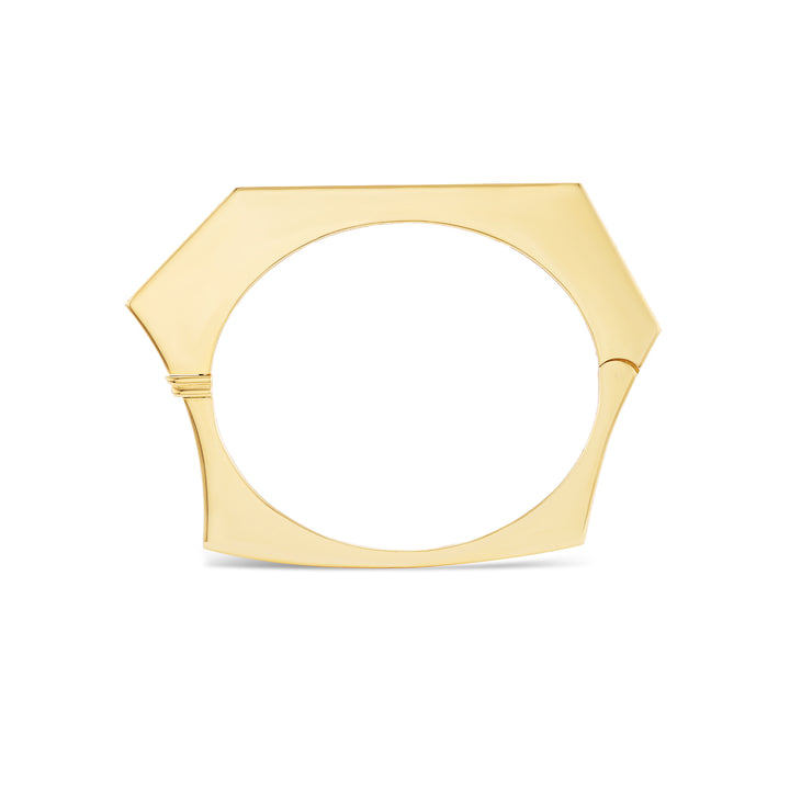 18K Yellow Gold &  Pavé Diamond Hexagon Bangle Bracelet