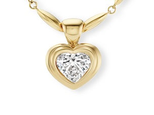 18K Yellow Gold Heart Pendant with  Lab Grown  Diamond