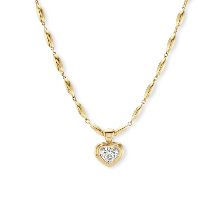 18K Yellow Gold Heart Pendant with  Lab Grown  Diamond