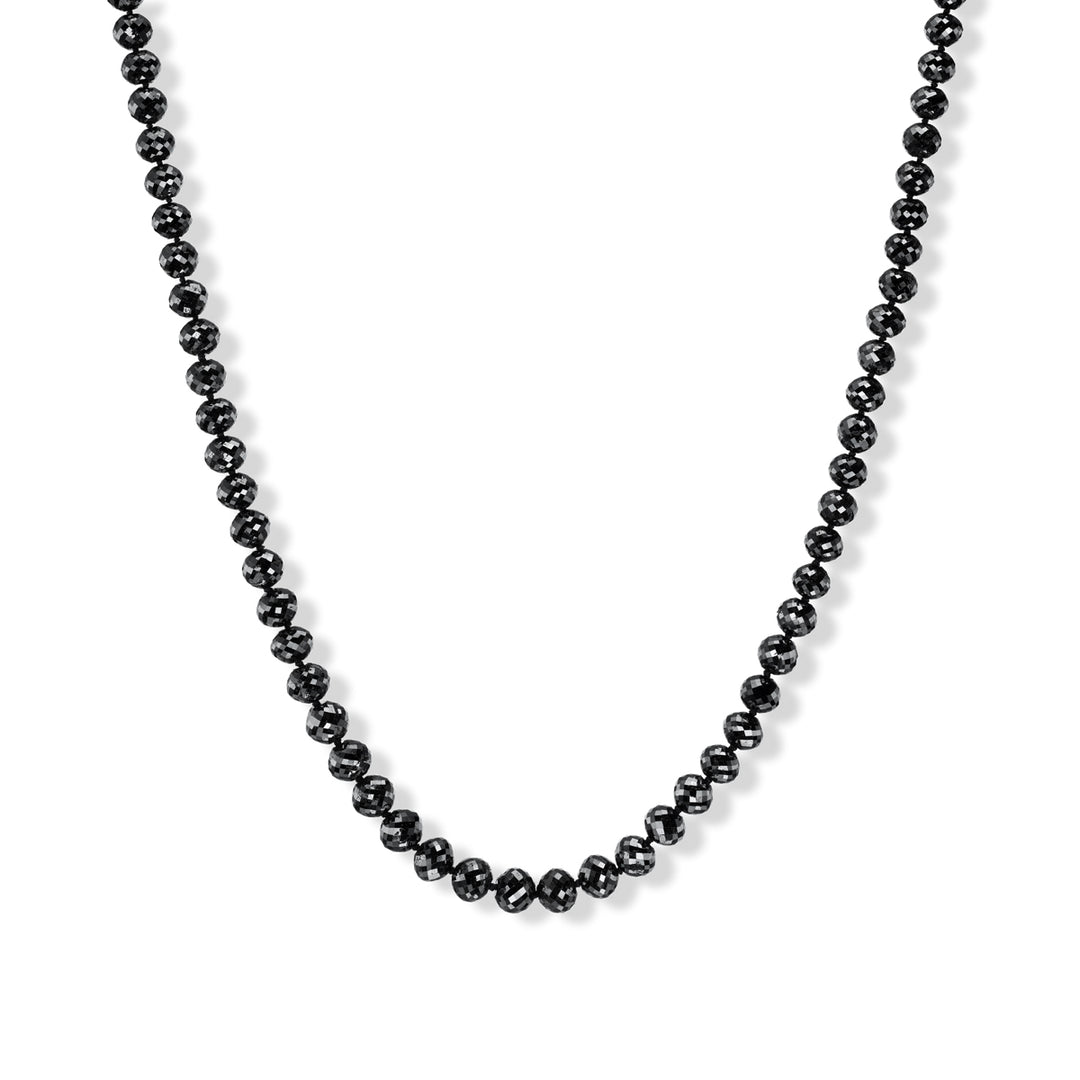 18K Yellow Gold Black Diamond Bead Necklace