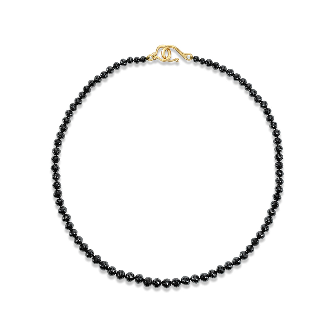 18K Yellow Gold Black Diamond Bead Necklace