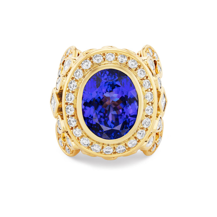 18k Yellow Gold, Tanzanite & Diamond Ring