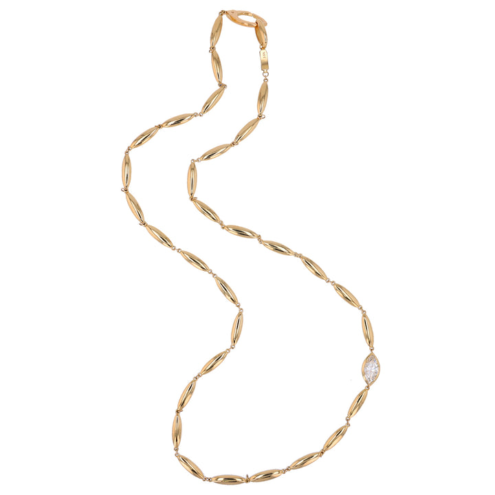 18K Yellow Gold Windsor 22" Necklace with LG Marquise Diamond
