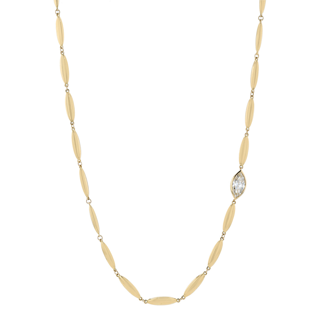 18K Yellow Gold Windsor 22" Necklace with LG Marquise Diamond