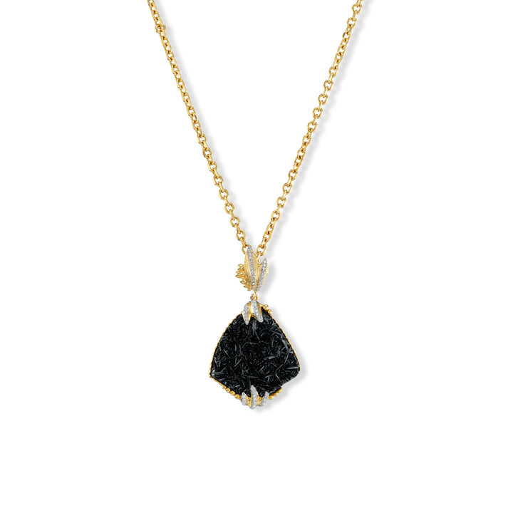 18K Yellow Gold,  Hematite and Diamond Necklace