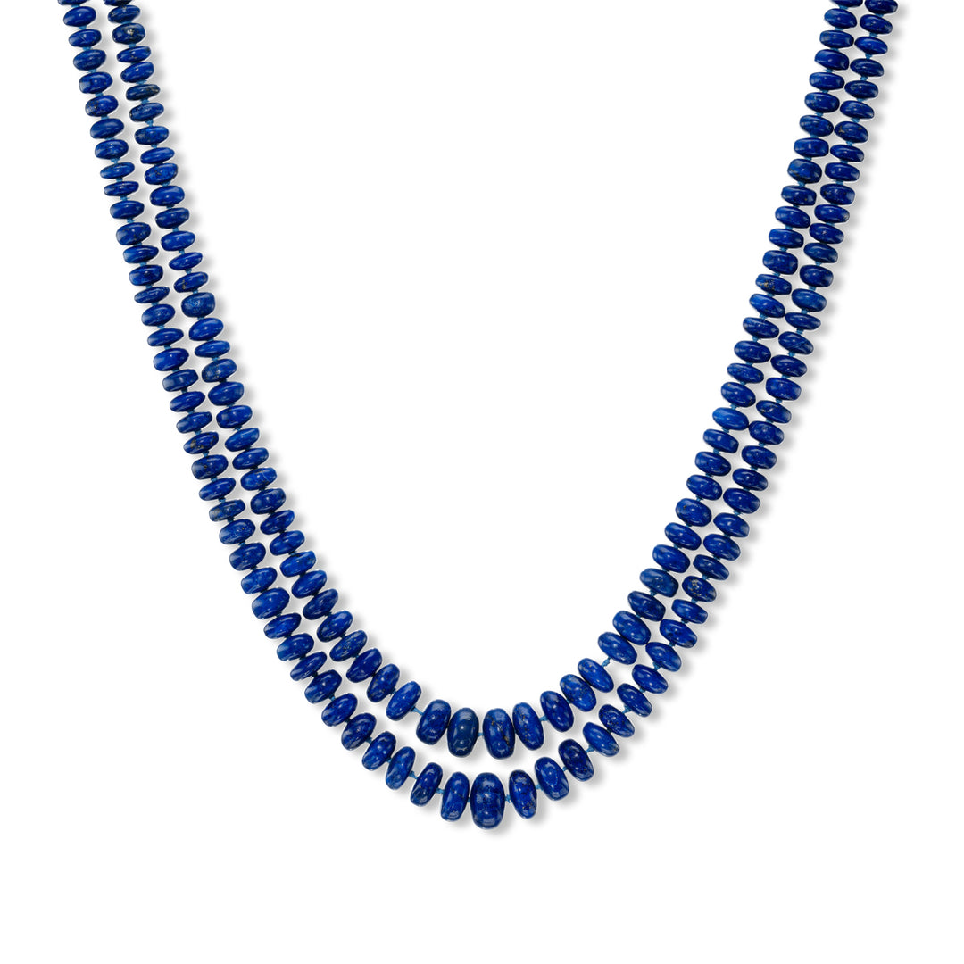 14K Yellow Gold &  Lapis Bead Necklace