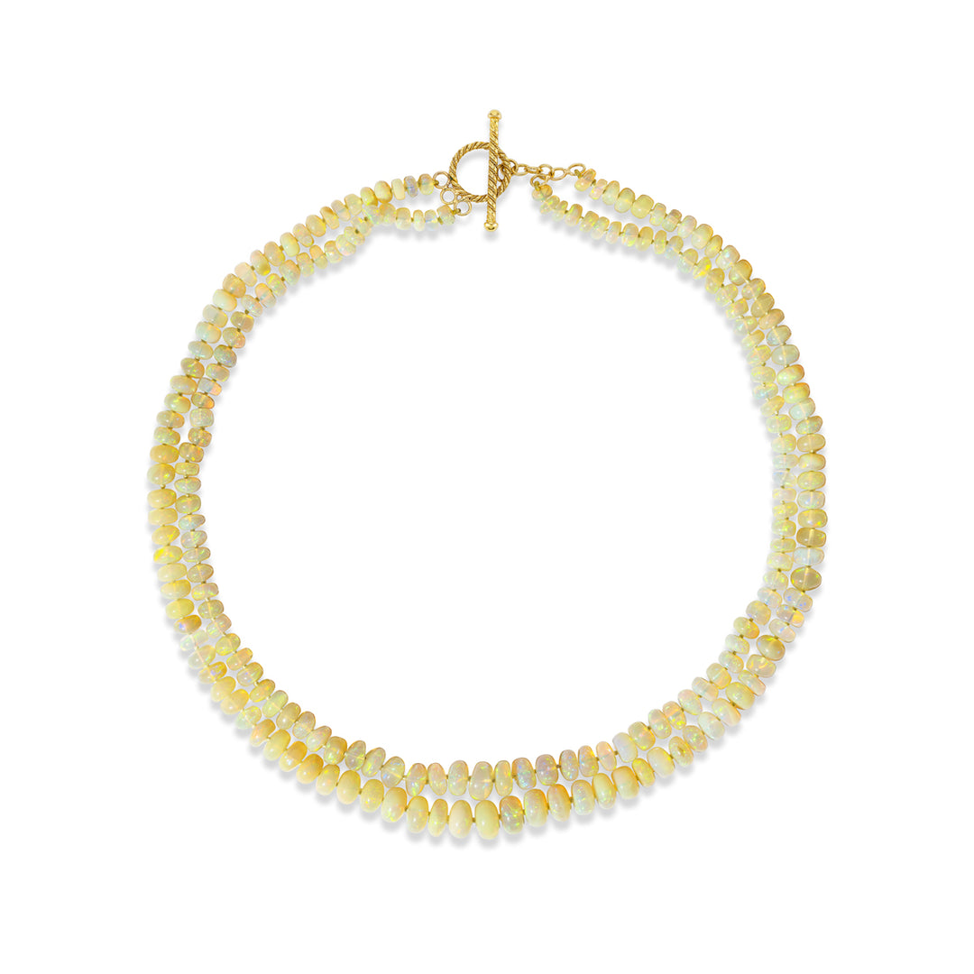 18K Yellow Gold,  Ethiopian Opal Bead Necklace