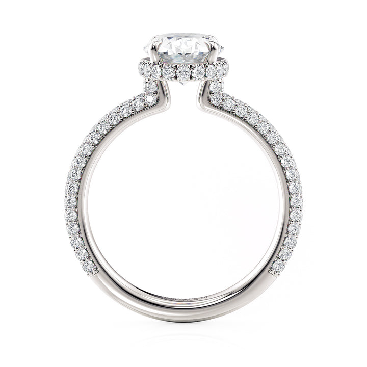 18K White Gold 1.72ct Lab-Grown Oval Cut Crown Diamond Engagement Ring 