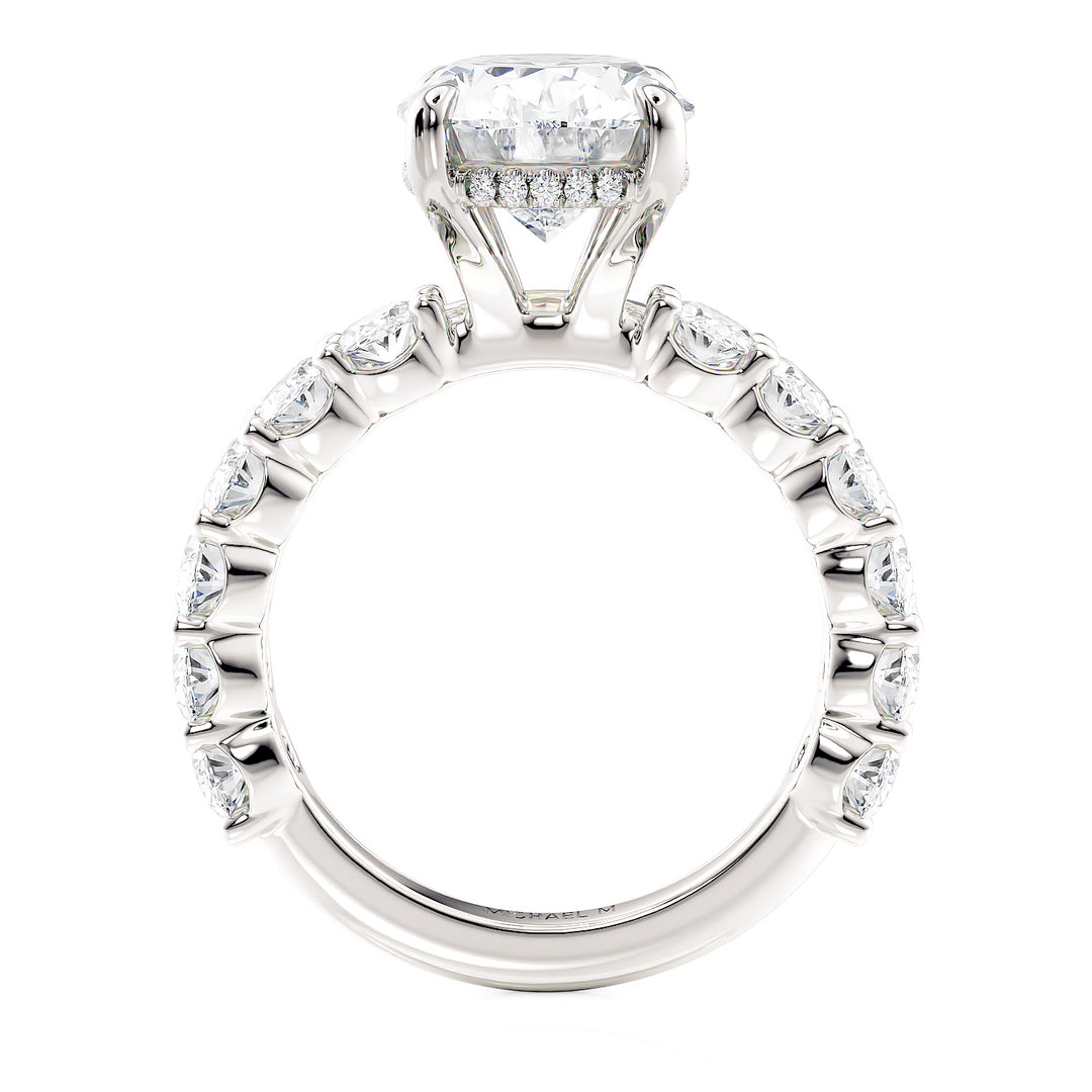 18K White Gold 3.11ct Oval Lab-Grown Diamond Montage Engagement Ring 