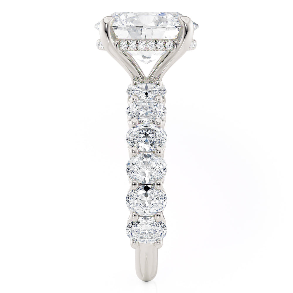 18K White Gold 3.11ct Oval Lab-Grown Diamond Montage Engagement Ring Side View