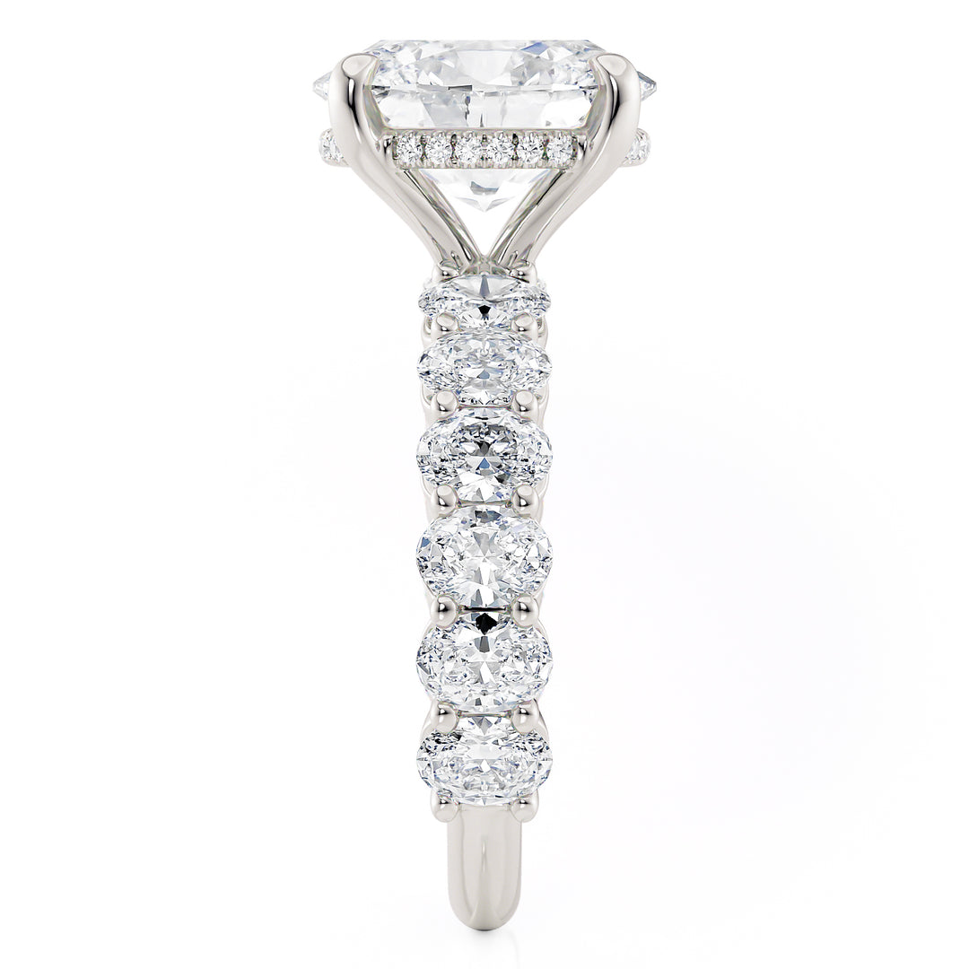 18K White Gold 3.11ct Oval Lab-Grown Diamond Montage Engagement Ring Side View