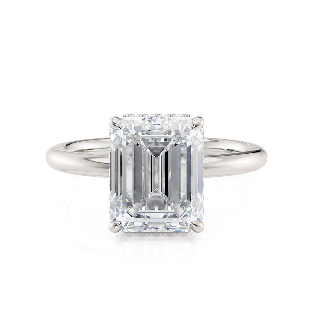18K White Gold 4.08ct Lab-Grown Emerald Cut Diamond Engagement Ring Stone