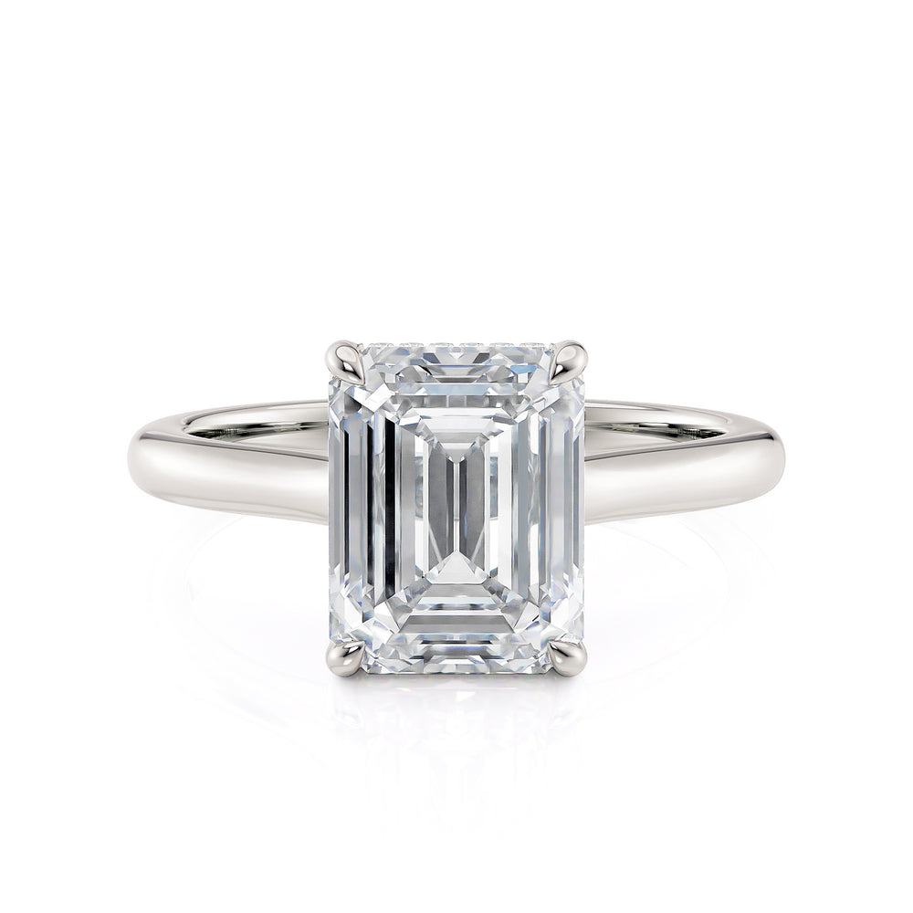 18K White Gold 4.10ct Lab-Grown Emerald Cut Diamond Engagement Ring Stone