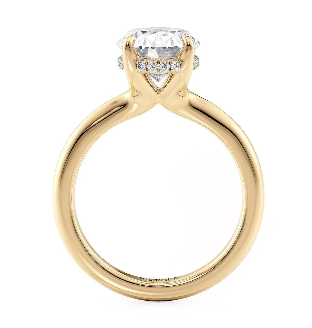 18K Yellow Gold 2.51ct Oval Lab-Grown Diamond Crown Engagement Ring Side View