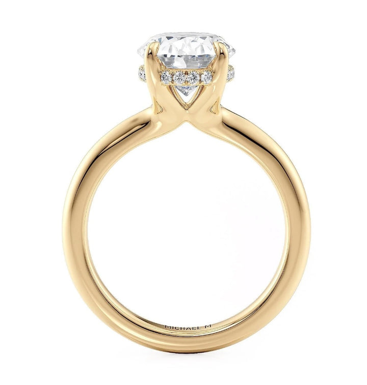 18K Yellow Gold 2.51ct Oval Lab-Grown Diamond Crown Engagement Ring Side View