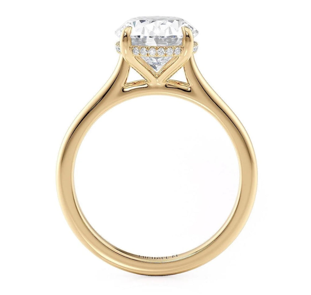 18K Yellow Gold 2.62ct Oval Lab-Grown Diamond Engagement Ring Side 