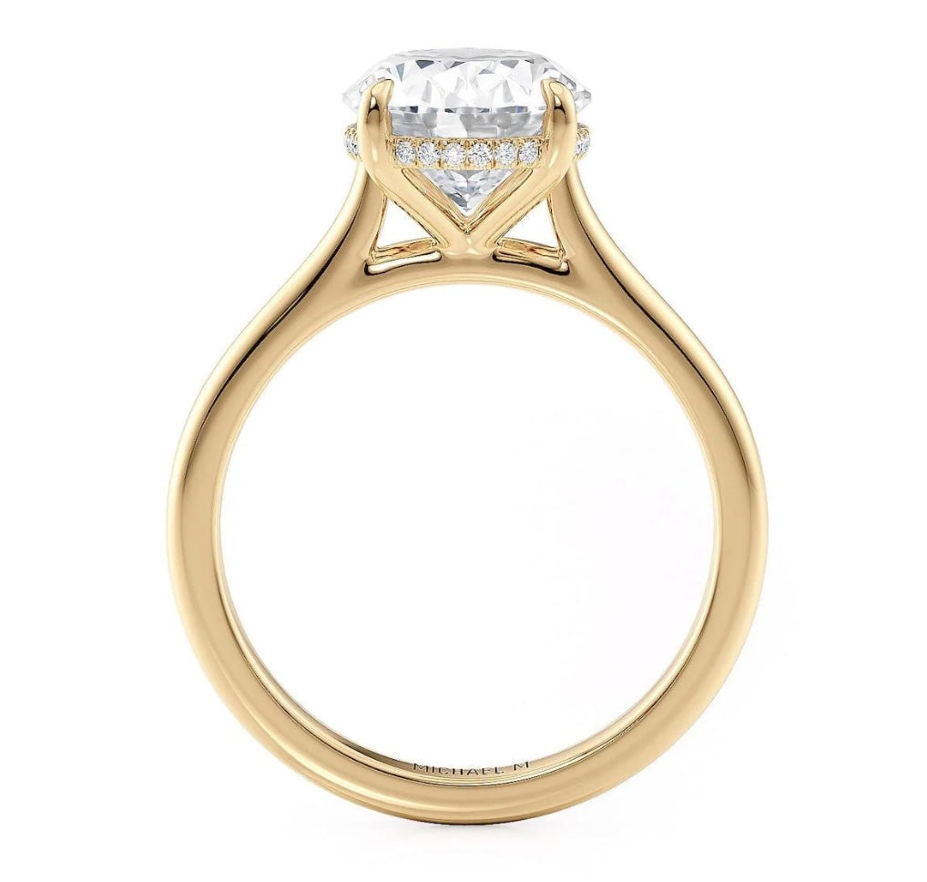 18K Yellow Gold 2.62ct Oval Lab-Grown Diamond Engagement Ring Side 