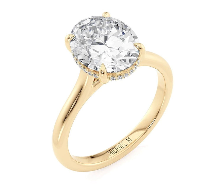 18K Yellow Gold 2.62ct Oval Lab-Grown Diamond Engagement Ring Side View