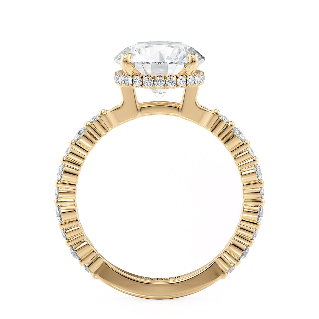 18K Yellow Gold 3.07ct Round Brilliant Lab-Grown Diamond Engagement Ring Side View