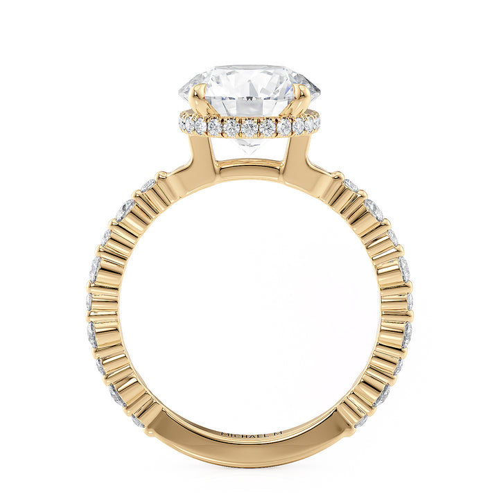 18K Yellow Gold 3.07ct Round Brilliant Lab-Grown Diamond Engagement Ring Side View