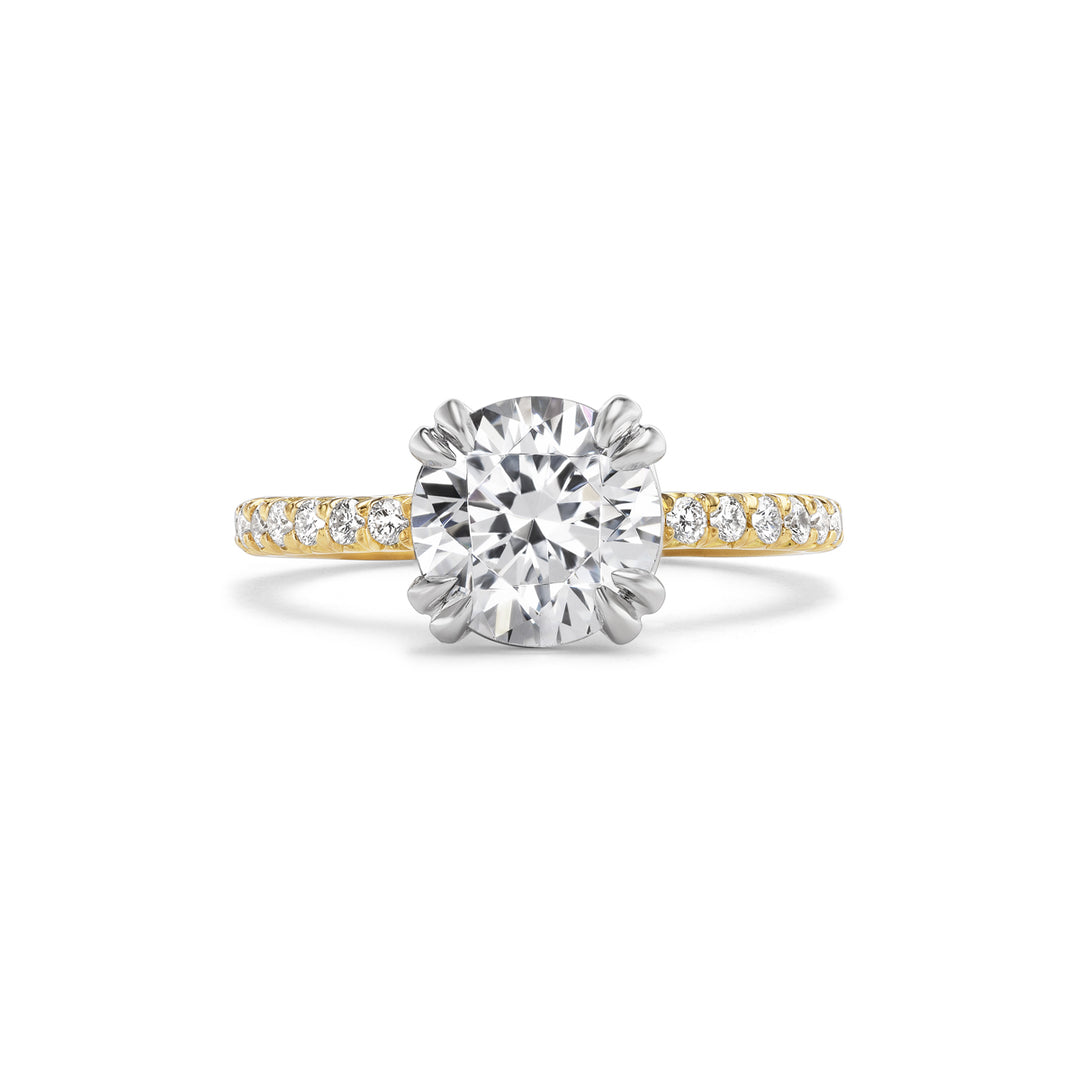 18K Yellow Gold Avenue Pave Diamond Engagement Ring Stone