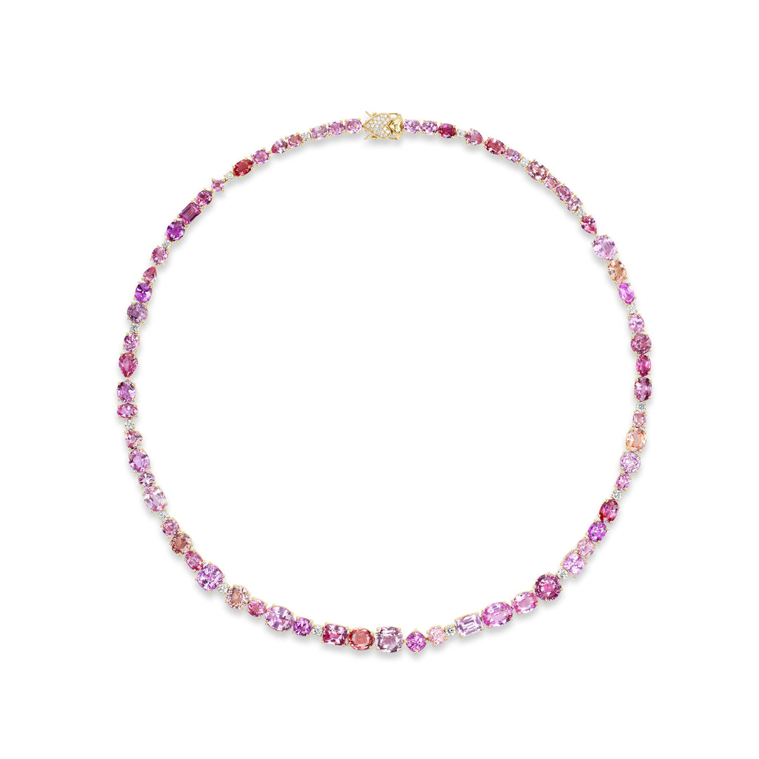 18k-yellow-gold-padparadscha-sapphire-multi-shaped-tennis-necklace