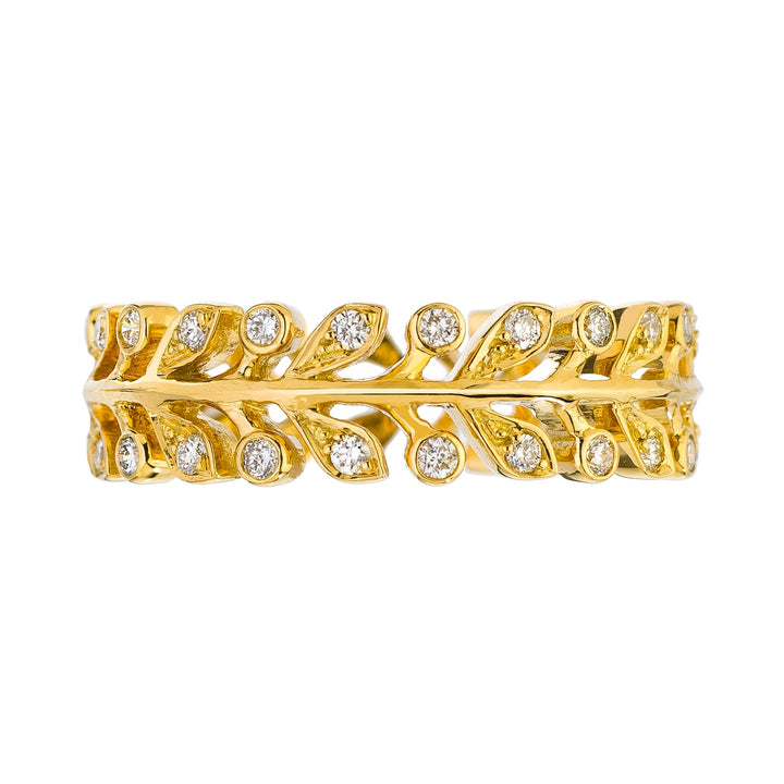 18K Yellow Gold & Diamond Laurel Ring