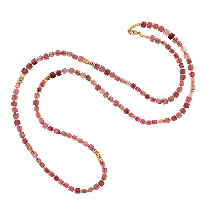 18K Yellow Gold Pink Tourmaline Necklace