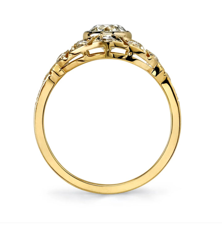 18K Yellow Gold "Renee" Ring with 0.55 ct Old European Cut Diamond in the Center