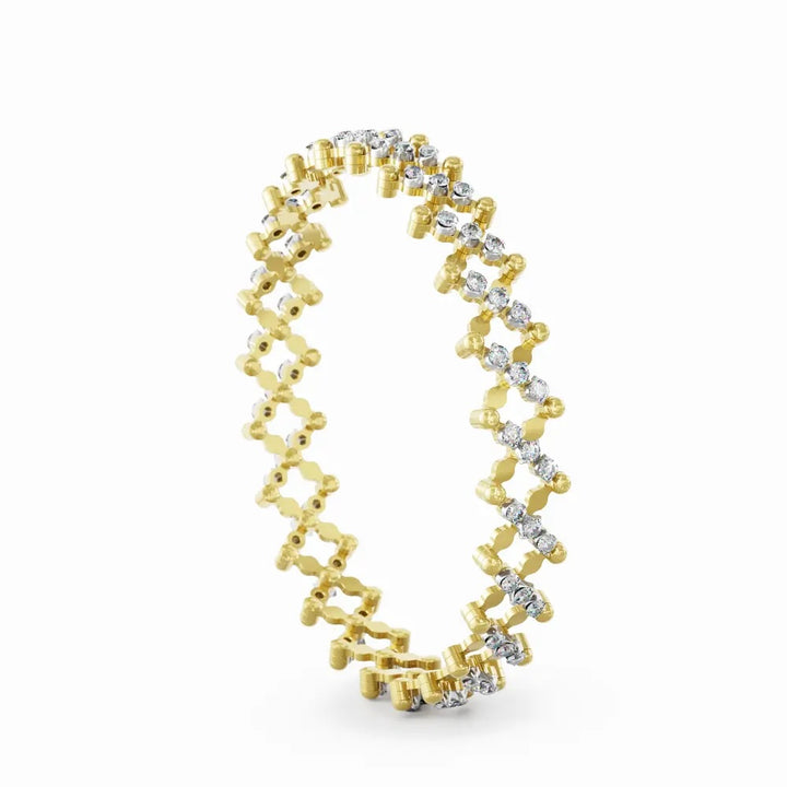 18K Yellow and White Gold Versatile Ring Bracelet with 5 Rows of Round Brilliant Cut Diamonds